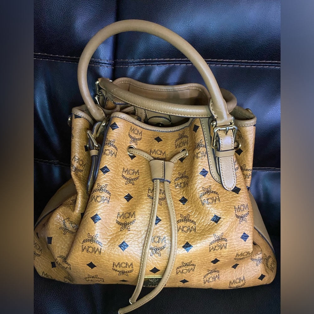 MCM Cognac Bucket Two Way Sling Bag - Picture 7 of 8